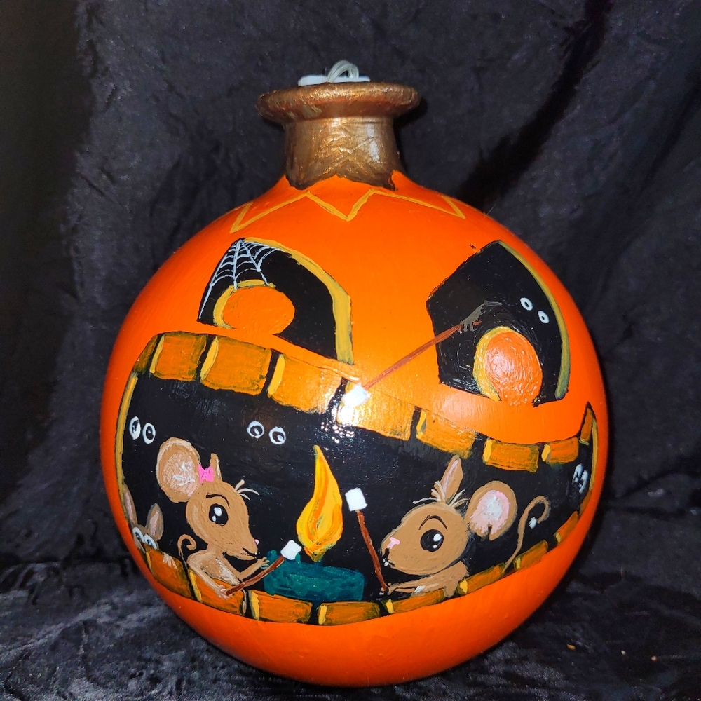 Hand Painted Pumpkin Bottle Lamp